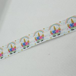 Unicorns Rainbow Light Blue 15mm Ribbon